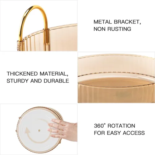 Vista 7 de Rotating Makeup Organizer for Vanity 2 Tier Bathroom Counter Organizer 360 Spinning Skincare Perfume Organizer Make Up Storage Cosmetics Dresser
