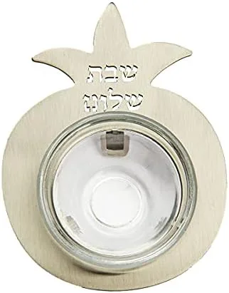 Vista 3 de EMANUEL Yair - Cuenco de vidrio para servir miel para Shabat y Rosh Hashaná, soporte de granada de metal (azul HDC-4C)