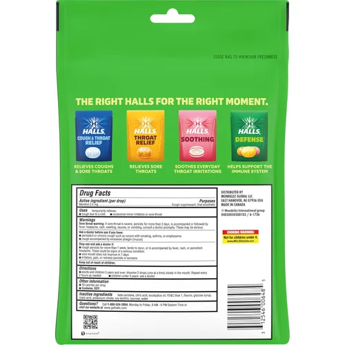 Vista 11 de Caramelos para la garganta Halls con sabor a manzana verde, paquete económico, 80 caramelos