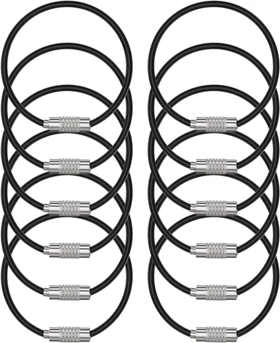 Vista 9 de Uniclife 4 Inch Wire Keychain Cable Large Stainless Steel Key Ring Loop Holder for Luggage Tag Keeper for Travel