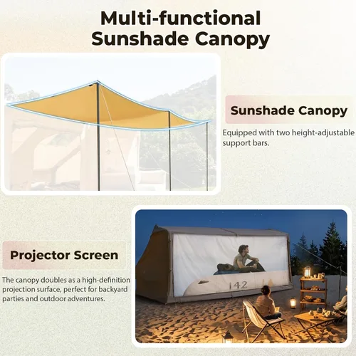 Vista 8 de Inflatable Tents for 4-6 People, 600D Oxford Blow up Tent with Extended Canopy, Skylight, Mesh Windows, Stove Jack & Pump, Easy Setup 2 Room