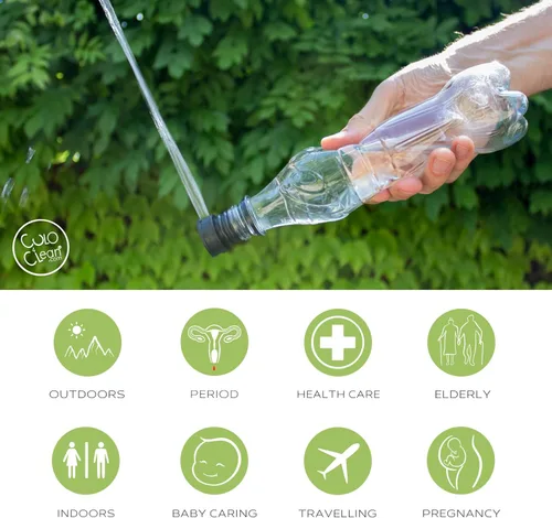 Vista 2 de CuloClean - Bidé portátil de 2 piezas para inodoro, viajes o campamentos. Compatible con cada botella. Bidé discreto, ecológico, mini, anciano