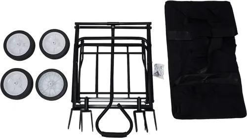 Vista 6 de Carro plegable multifunción negro para exteriores, ruedas portátiles para uso público, camping, comestibles, compras, transporte de niños, picnic