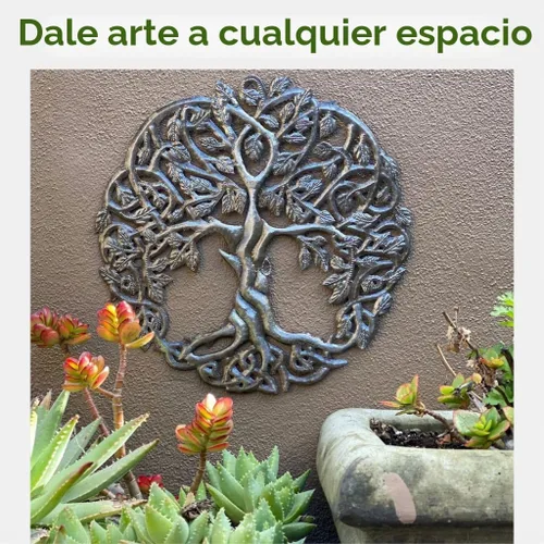 Vista 4 de Diseño inspirado en árbol de la vida celta, arte de pared de metal, comercio justo de Haití, 23" x 23".
