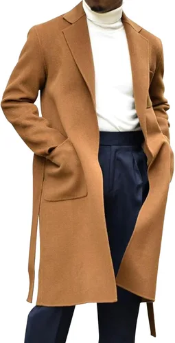 Vista 2 de Yousify Chaquetas de invierno para hombre, abrigos casuales con cuello de solapa con muescas, gabardina S-2XL
