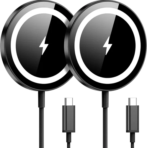 WRVVR Paquete de 2 cargadores magnéticos para Apple Mag-Safe, cargador inalámbrico magnético para iPhone 17/17 Pro/17 Pro Max/Air/16 15 14 13 12 Pro