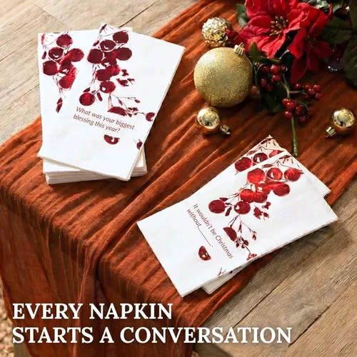 Vista 2 de COTIER - Paquete de 20 servilletas de inicio de conversación de Navidad, servilletas de papel de 3 capas de alta calidad con diseño de lámina