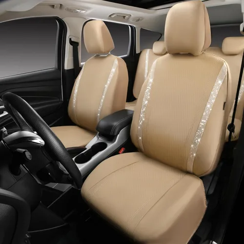 Vista 7 de CAR PASS - Juego de fundas de asiento para auto, cuero sintético impermeable con diamantes de imitación brillantes, para interior, universal, tiras