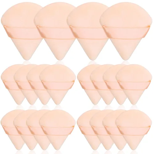 Thrilez 20 piezas Borlas de Polvo Triangulares, Borlas de Polvo Suelto Borlas de Maquillaje para Polvo Facial, Borla de Polvo Fijador para