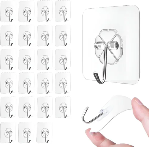 Ganchos adhesivos para colgar, ganchos de pared resistentes, ganchos transparentes autoadhesivos, ganchos impermeables para toallas y abrigos para