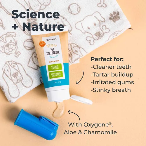 Vista 4 de Oxyfresh Pasta de dientes para gatos y perros, gel de limpieza de dientes para placa, sarro y mal aliento, cuidado dental de mascotas aprobado por