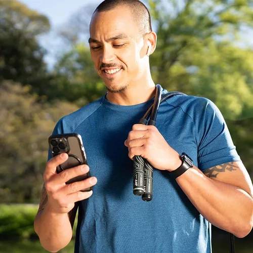 Vista 4 de Crossrope AMP - Asas inteligentes para cuerda de saltar, mango conectado con Bluetooth, compatible con cuerdas de saltar Crossrope - Entrenamiento