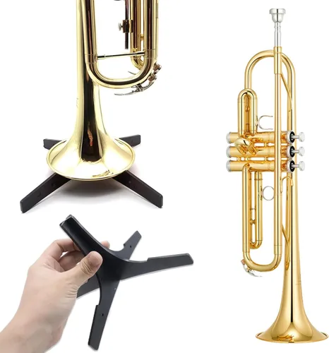 Vista 3 de Soporte de trompeta portátil y desmontable - Soporte de trípode versátil para trompeta, corneta y otros instrumentos de latón - Compacto y confiable