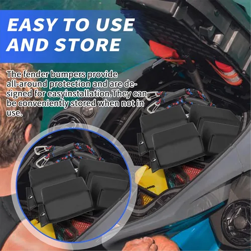 Vista 7 de Calvana (2-Pack) PWC Jet Ski Bumpers, Boat Fenders with Elastic Cords, Jet Ski Accessories, 14 x 6 x 3.2 inch