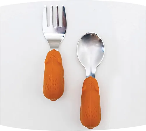 Vista 7 de Tiny Twinkle Easy Grip - Juego de utensilios para niños pequeños, cuchara y tenedor, sin BPA ni ftalatos, cubiertos para niños con mango