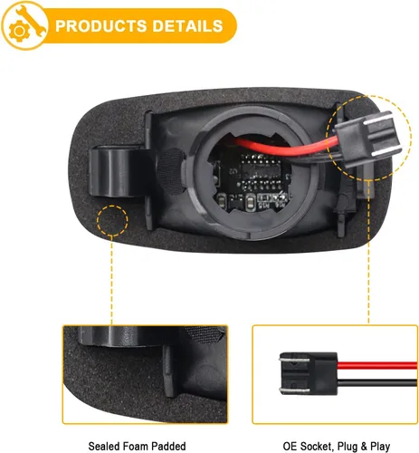 Vista 4 de R&F Auto Luces de marcador lateral LED intermitentes secuenciales dinámicas de repuesto para Scion XA XB 2003-2006, KLUGER PRIUS RAV4 Land Cruiser