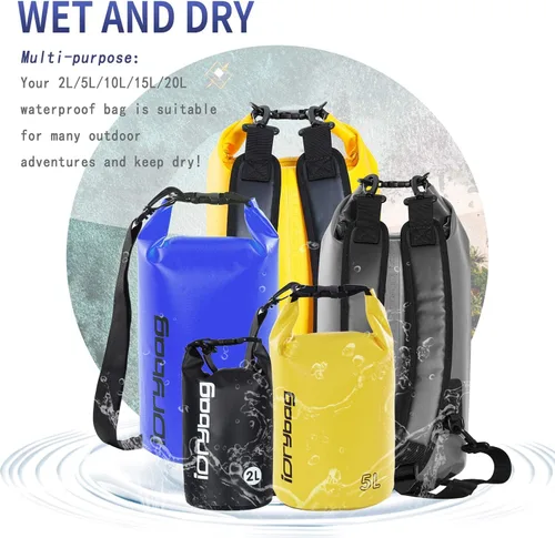 Vista 6 de IDRYBAG Bolsa seca para kayak impermeable 2L/5L/10L/15L/20L, pequeña bolsa impermeable para navegación