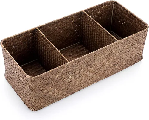 Vista 10 de ELLDOO Cesta de almacenamiento de mimbre de mimbre de hierba marina, organizador de cápsulas de café de gran capacidad para cápsulas K Cup