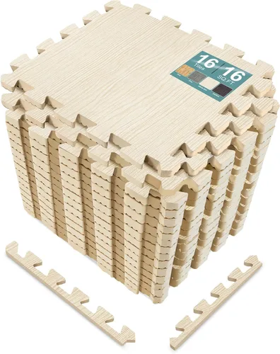 Vista 10 de Sorbus Alfombras de suelo de grano de madera - Alfombrillas de espuma entrelazadas (16 losetas, 16 pies cuadrados, 3/8 de pulgada de grosor)