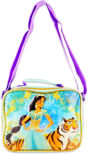 Vista 3 de Disney Aladdin Backpack and Lunch Box Set for Kids - Bundle with 12" Princess Jasmine Mini Backpack, Jasmine Lunch Bag, Stickers, Water Bottle, More