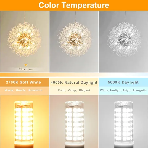 Vista 3 de hansang Bombilla LED G9 con base de cerámica de 2700 K, blanco suave, equivalente a halógenos de 60 W, bombillas LED T4, base G9 para iluminación