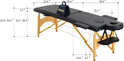 Vista 2 de Artechworks Mesa de masaje, cama de masaje portátil para pestañas, patas de madera, mesa de spa para belleza, tatuaje, sin bolsa
