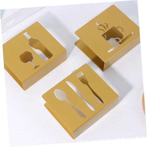 Vista 6 de BESPORTBLE Square Metal Napkin Rack with Hollow Cutlery Design, Vertical Upright Napkin Holder for Kitchen and Restaurant Table Decor, Household
