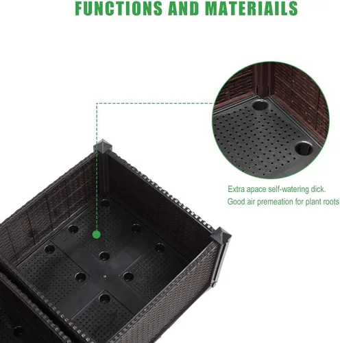 Vista 3 de Knocbel Kit de cama elevada de 4 piezas para jardín, con costuras libres de plástico elevado con riego automático, soporte para interior y exterior