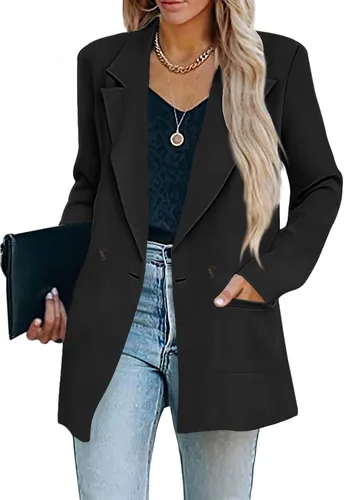 Blazers casuales para mujer, cárdigan de gran tamaño con frente abierto, manga larga, para trabajo, oficina, chaquetas S-XXL