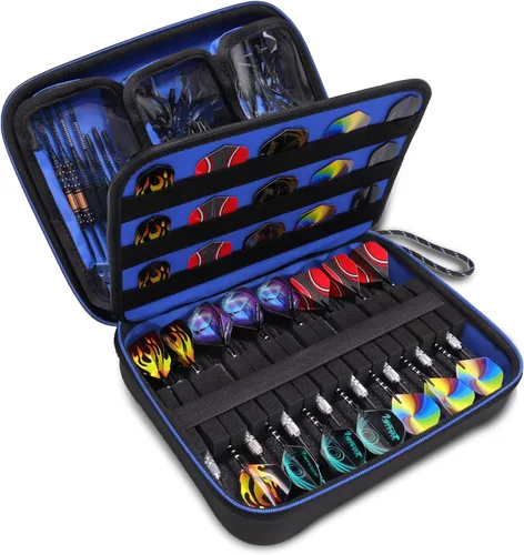 Vista 13 de USA Gear Estuche de Dardos Semi Rígido XL - Estuche Protector para Juego de Dardos de 15 Piezas, Puntas, Plumas y Ejes, y más Accesorios - Diseño