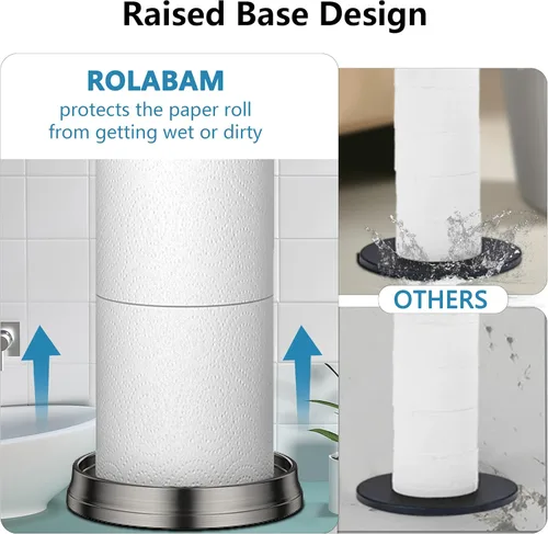 Vista 4 de ROLABAM Soporte de papel higiénico de peso pesado (con función de reserva) Soporte de almacenamiento de papel higiénico independiente, soporte