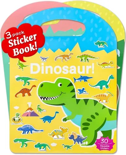 Benresive Libro de calcomanías reutilizables para niños pequeños, 3 juegos de calcomanías para niños, libro de calcomanías para niños pequeños,