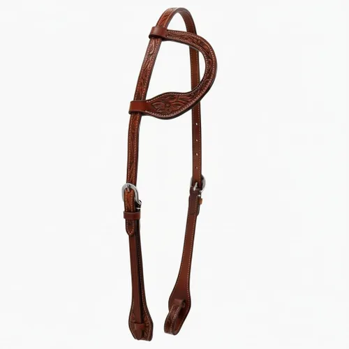 Vista 4 de Majestic Ally Caballo Cabeza, Natural, Super Cuero, Antiguo, Herramientas, Cambio Rápido de Broca Única Oreja Western Headstall