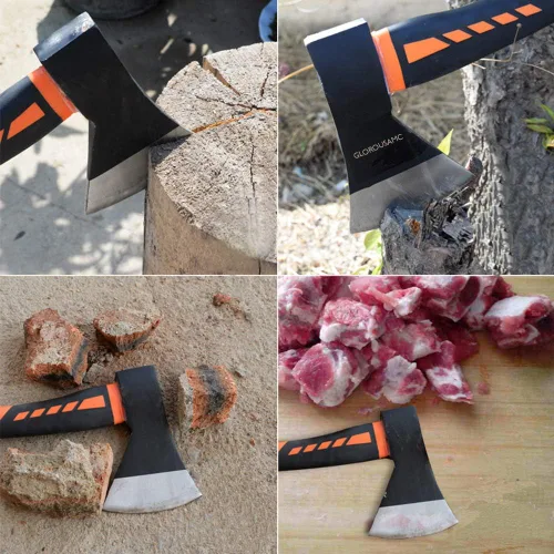 Vista 4 de Hacha de corte, hacha de camping al aire libre de 15 pulgadas para división de madera y leña, herramienta de mano tratada térmicamente de acero al