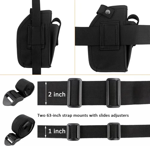 Vista 8 de Depring Funda para transporte oculto con bolsillo para Mag universal se ajusta a pistolas con accesorio láser o luz IWB OWB Car ambidextra Funda