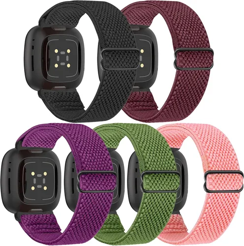 Vista 10 de Bandas elásticas compatibles con Fitbit Versa 4/Versa 3/Sense 2/Sense, correas de repuesto deportivas de nailon ajustables para mujeres y hombres