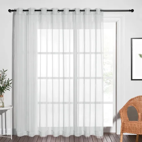 Vista 49 de NICETOWN Cortina transparente para puerta de patio, cortina vertical de gasa, panel de cortina extra ancho, tratamiento de ventana para puerta Gris