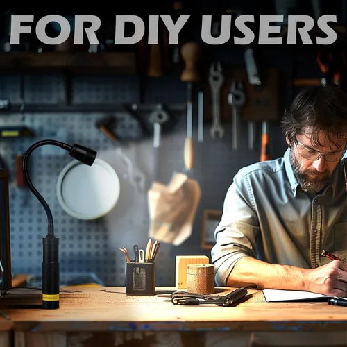 Vista 4 de Favorlite Luz de trabajo LED, luz magnética de cuello de cisne de 500 lúmenes, linterna LED flexible con zoom, luz impermeable para el lugar