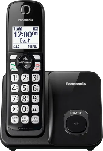 Panasonic KX-TGD610B Sistema de teléfono inalámbrico, teléfono residencial expandible con bloqueo de llamadas, identificación de llamadas bilingüe y