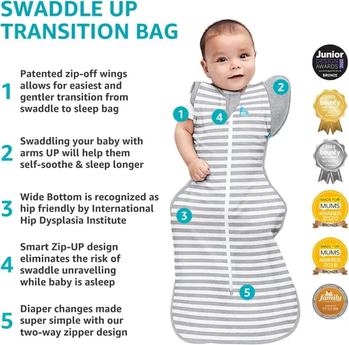 Vista 6 de Love to Dream Swaddle UP, Transition Bag Warm 2.5 TOG, Gently Help Baby Safely Transition from Being Swaddled to Arms Free