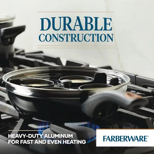Vista 3 de Farberware Glide Escalfador de Huevos Antiadherente de Cerámica Cobreada con Tapa, 8 Pulgadas, Negro - 10654