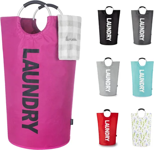 Vista 12 de Caroeas Cesta de Ropa de 90L (13 Colores), Cesta de Ropa Impermeable, Bolsa de Ropa con Asas Acolchadas, Cesta de Ropa, Cesta de Ropa Plegable