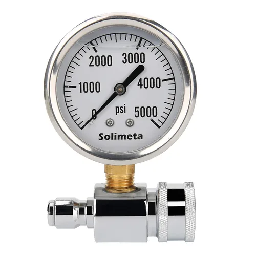 Solimeta Kit de manómetro para lavadora a presión de 2-1/2", conexión rápida de 3/8 pulgadas, lavadora a presión de 5000 psi, relleno de líquido