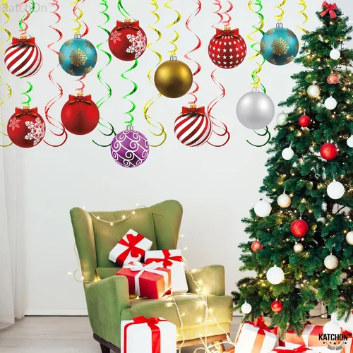 Vista 8 de KatchOn, Juego de 30 decoraciones de remolino de Navidad, adornos navideños, recortes de bolas de árbol de Navidad para decoración de árbol