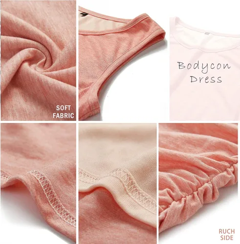 Vista 6 de BTFBM - Vestido corto casual para mujer con cuello redondo sin mangas fruncido y ceñido para verano