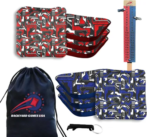 Vista 20 de BackYardGamesUSA Tournament - Juego de 8 bolsas de cornhole profesionales reglamentarias, Tournament Slick n Stick Cornhole, bolsas