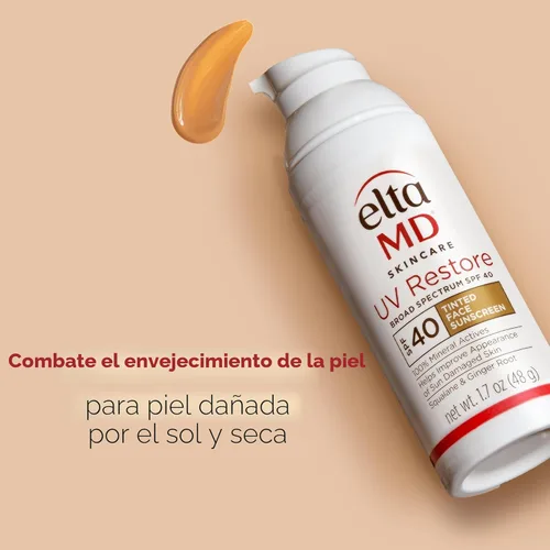 Vista 7 de EltaMD Restauración UV, protector solar facial, SPF 40, protector solar mineral para reparación de piel dañada por el sol, fórmula de protección