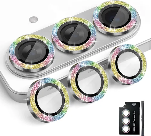 Vista 31 de Protector de lente de cámara para Galaxy S26, cubierta individual de lente de anillo de aleación de aluminio de vidrio templado con bandeja de Negro