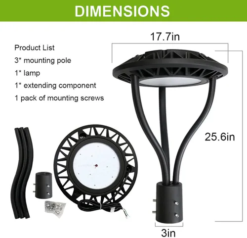 Vista 7 de Luces LED de poste superior con fotocélula del atardecer al amanecer, 20W-30W-40W-60W de potencia seleccionable, 3000K-4000K-5000K 3CCT