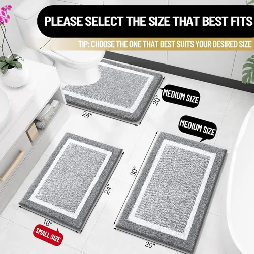 Vista 2 de OLANLY Alfombra de baño de microfibra extrasuave y absorbente, antideslizante, lavable a máquina, de secado rápido, adecuada para suelo de baño